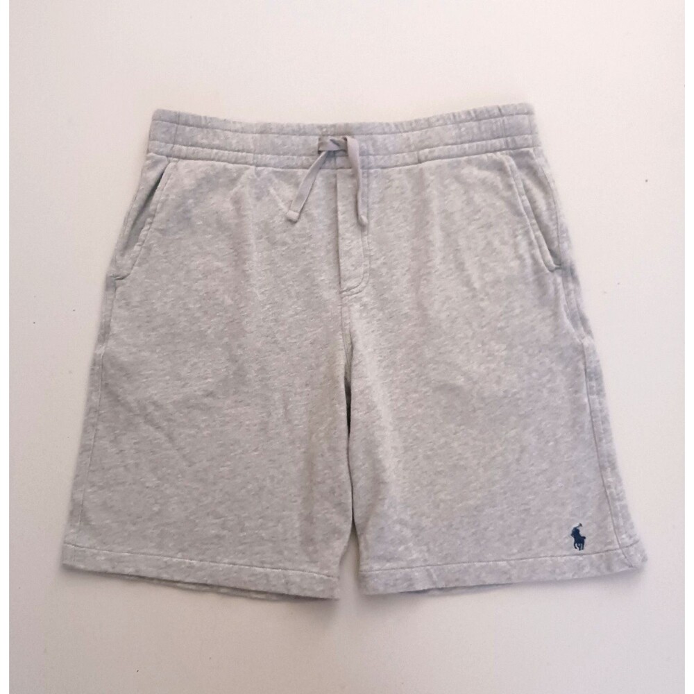 POLO Ralph Lauren Boys Gray Cotton Fleece Drawstring Shorts Pony Logo L 14-16